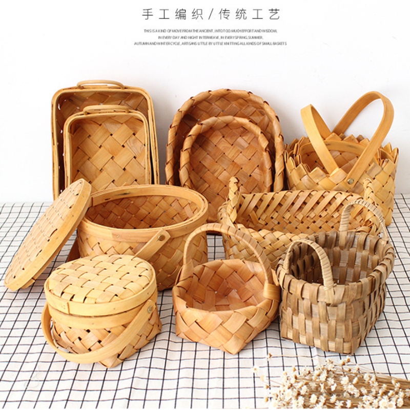 Home Decor Wooden Woven Basket